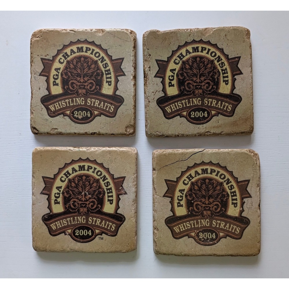 PGA Championship 2004 Whistling Straits Tumbled Marble Coasters Set of 4 Golf
